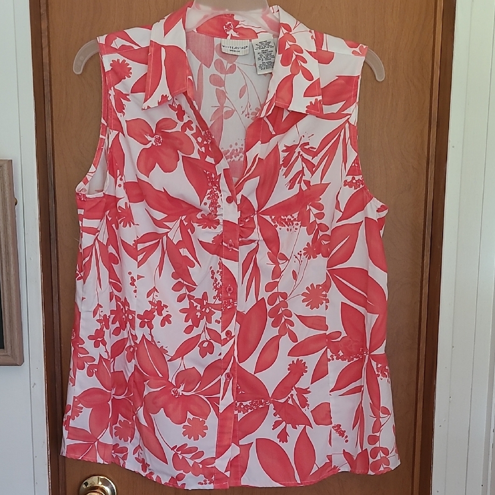 White Stag Pink and White Floral Blouse